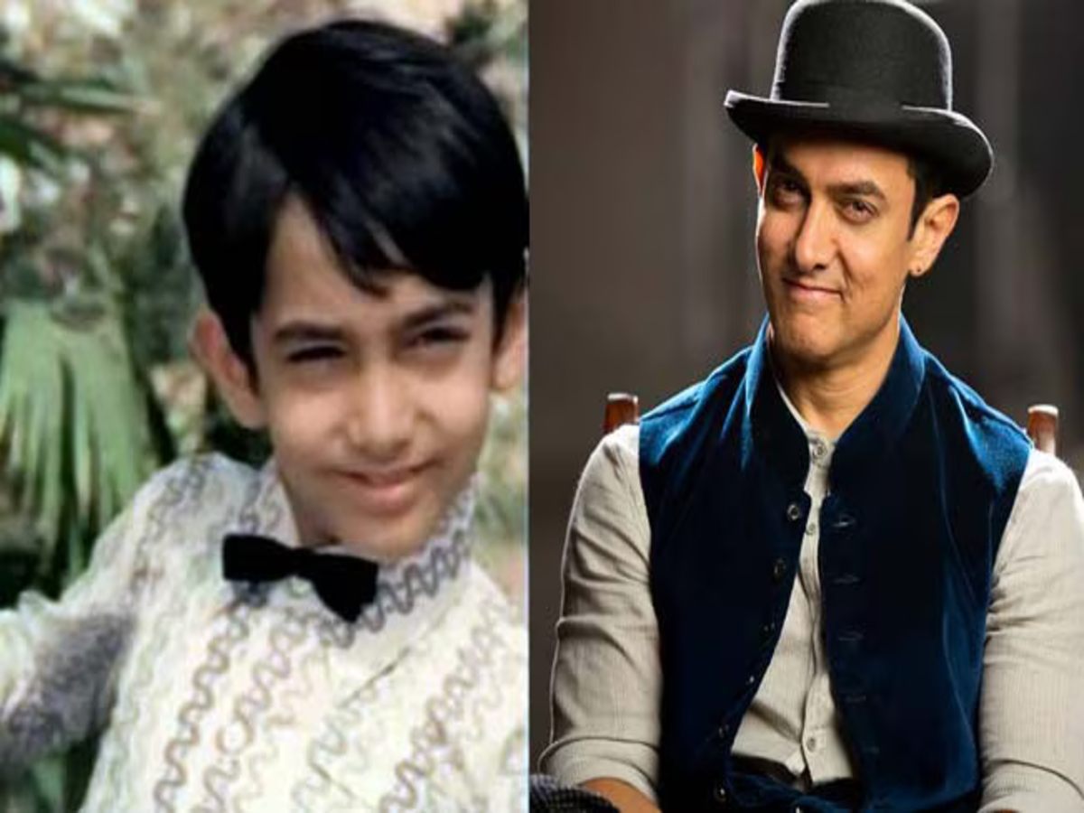 Aamir Khan as a child artist in Yaadon Ki Baaraat and as a leading actor in Indian cinema.