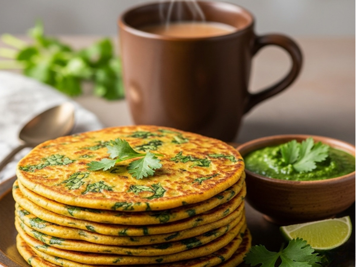 Besan Cheela With Green Chutney