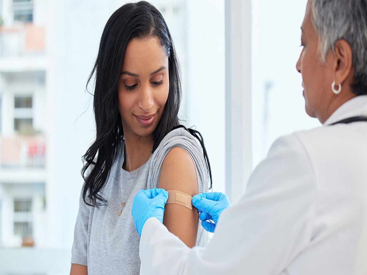 Illustration showing how vaccines trigger immune response