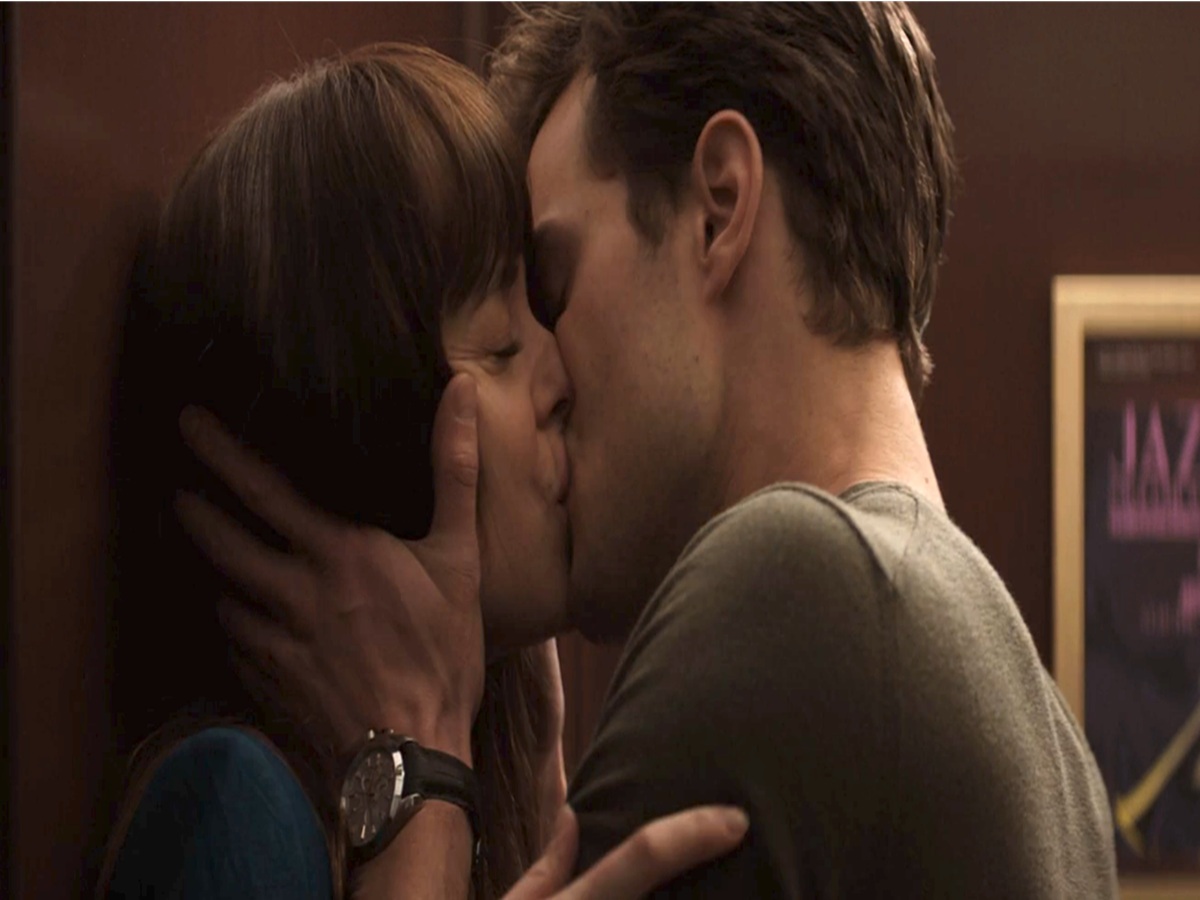 Dakota Johnson and Jamie Dornan in an intimate moment from Fifty Shades of Grey