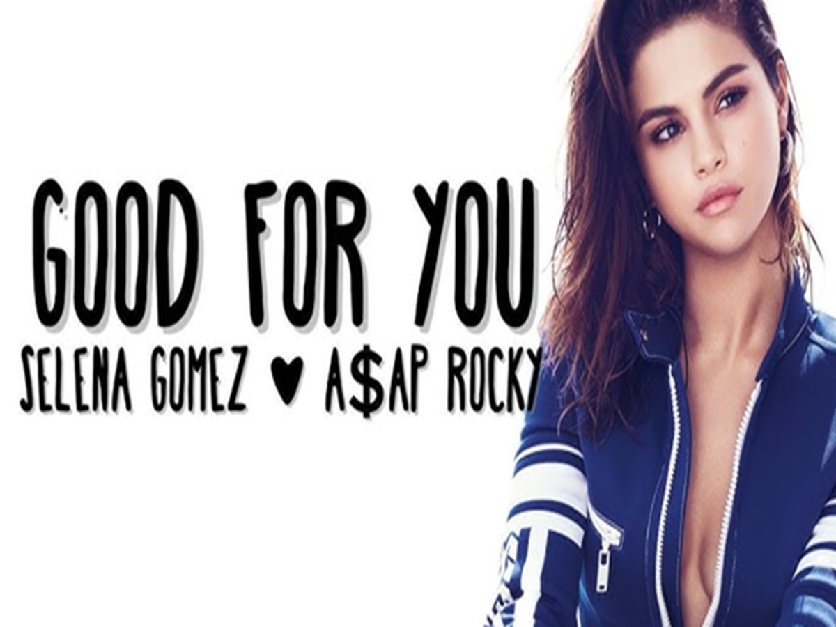 Selena Gomez leaning against a minimalist backdrop in the “Good for You” single art