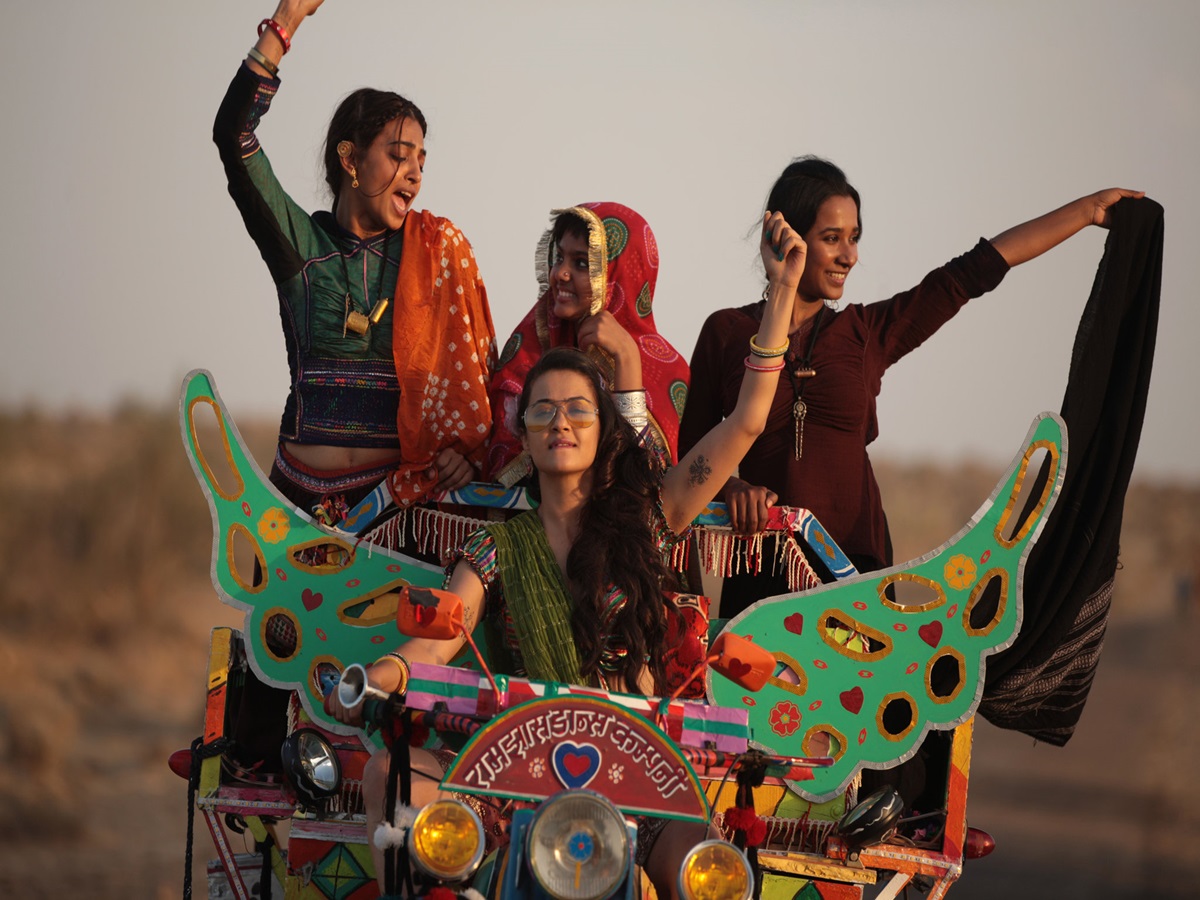 Scene from 'Parched' featuring the four leading women
