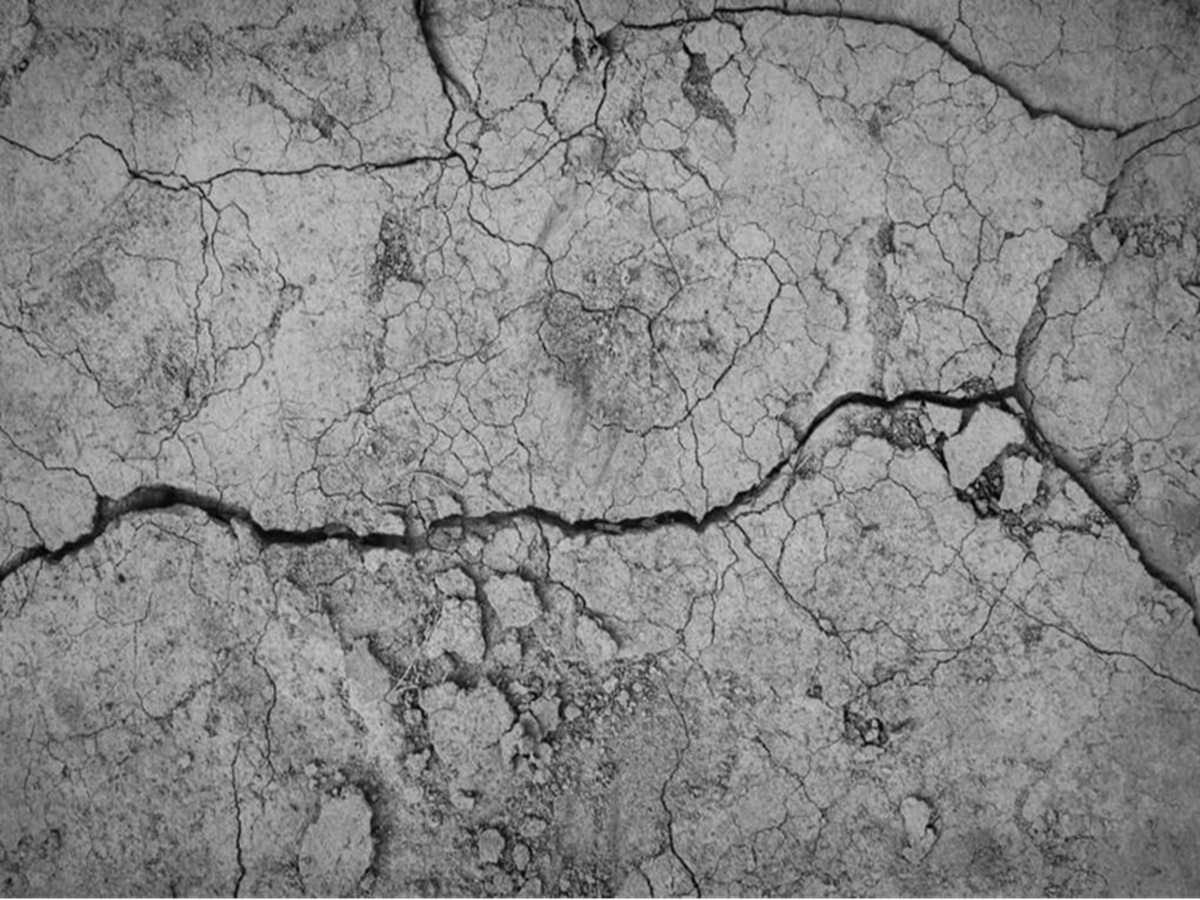 Microscopic view of an initial crack in a metal surface