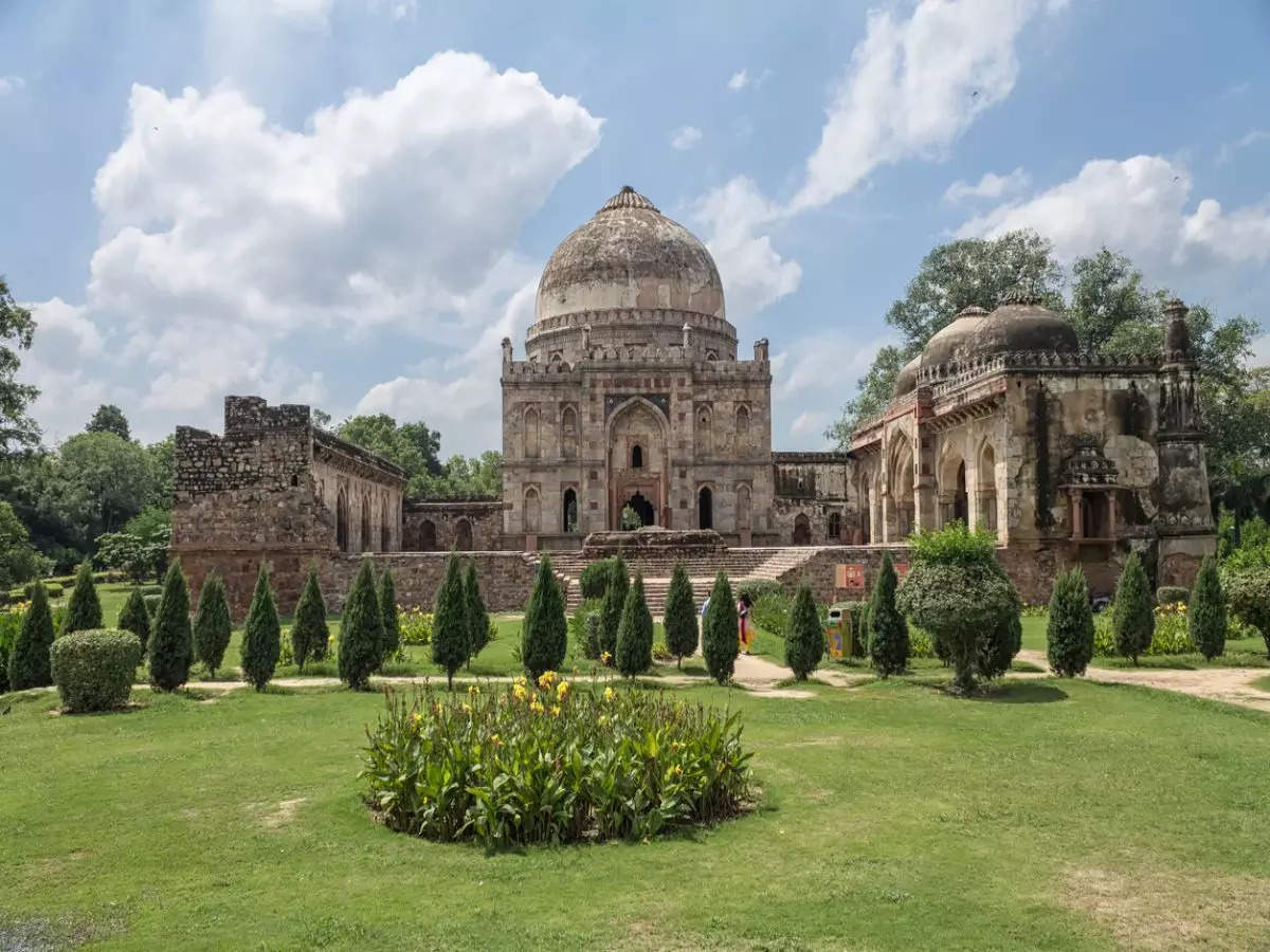 Green lawns and ancient monuments in Lodhi Garden Delhi