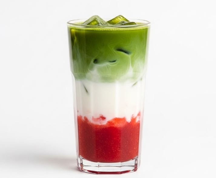 Strawberry Matcha Layered Drink