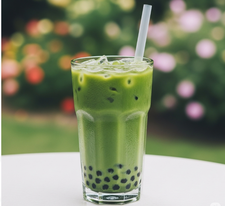Iced Matcha with Boba