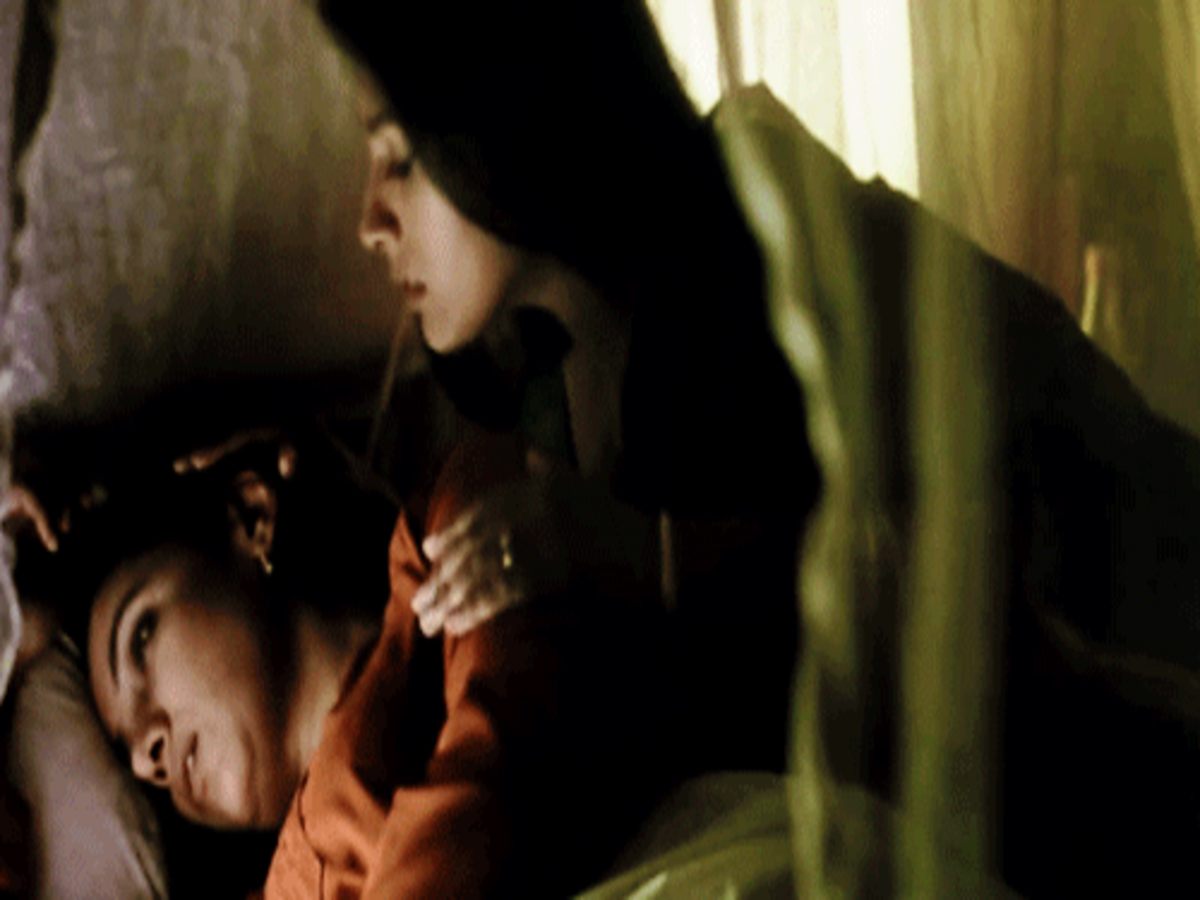 A promotional still from the film Fire featuring Shabana Azmi and Nandita Das.