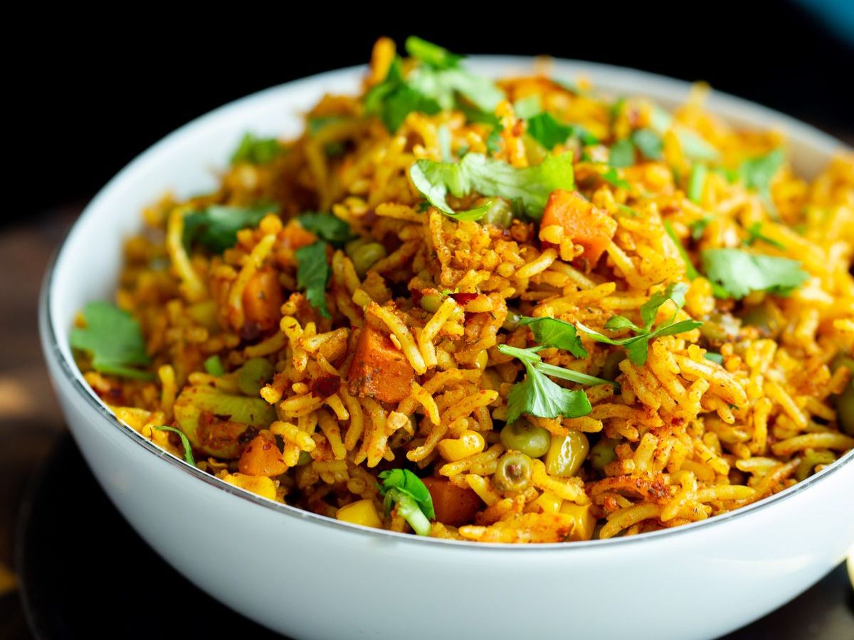 Tofu or Soya Pulao with Turmeric