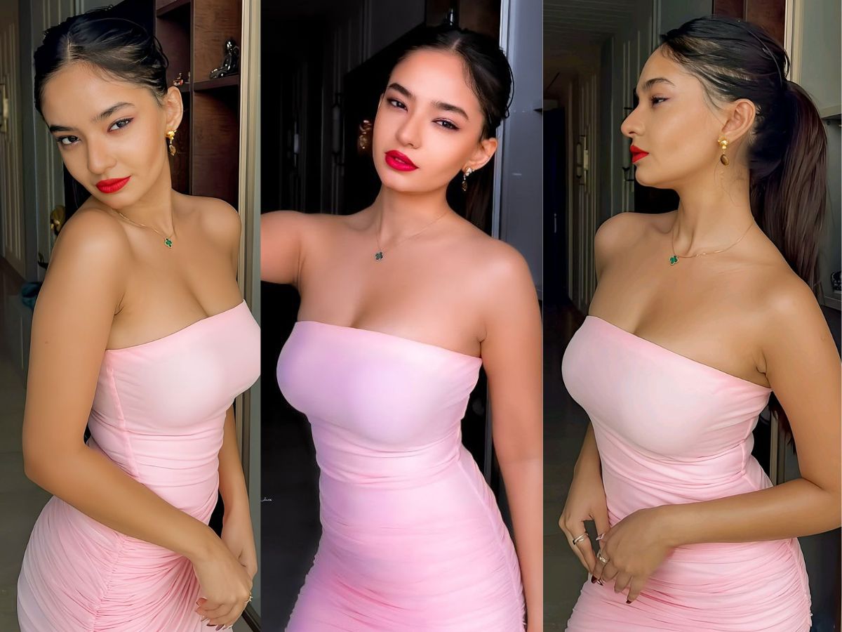 Pink strapless bodycon