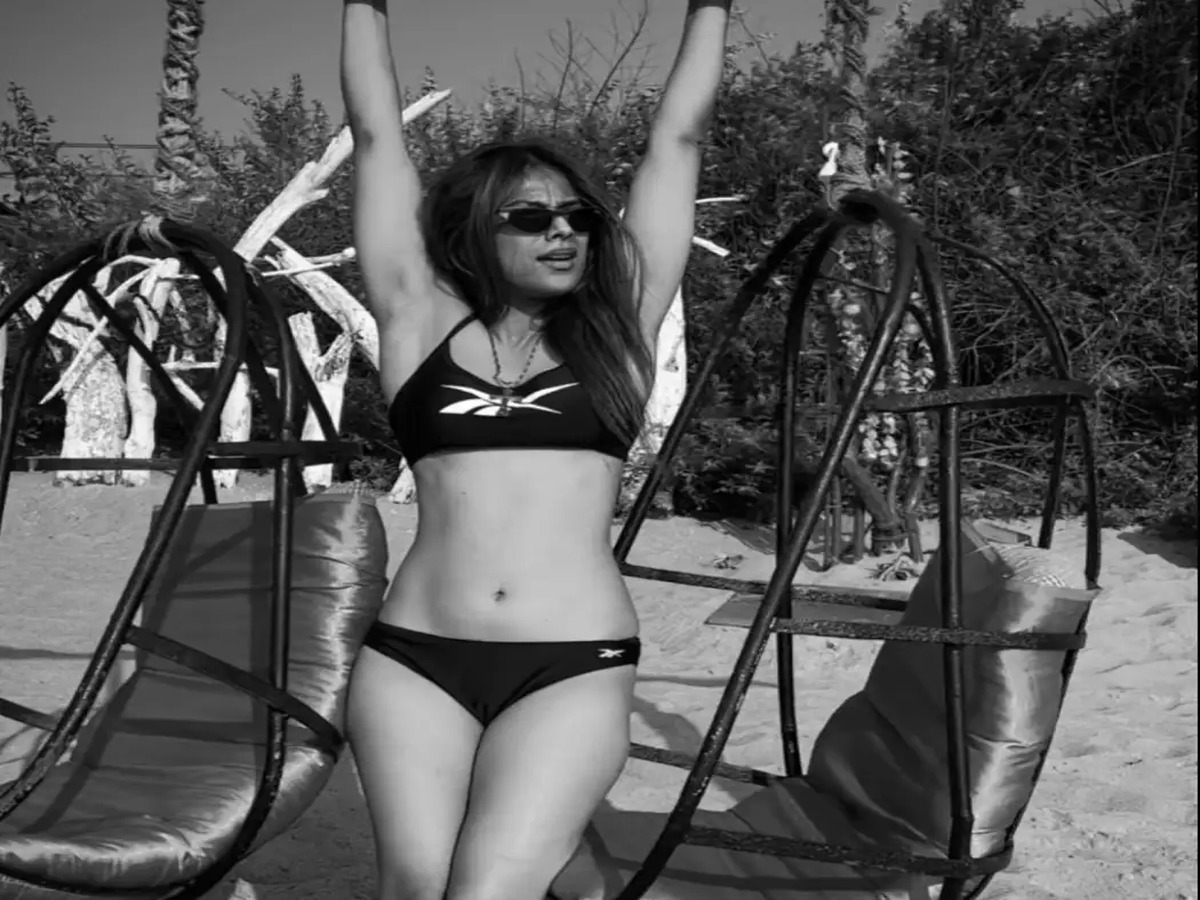 Nia Sharma showcasing chill vibes in a black bralette