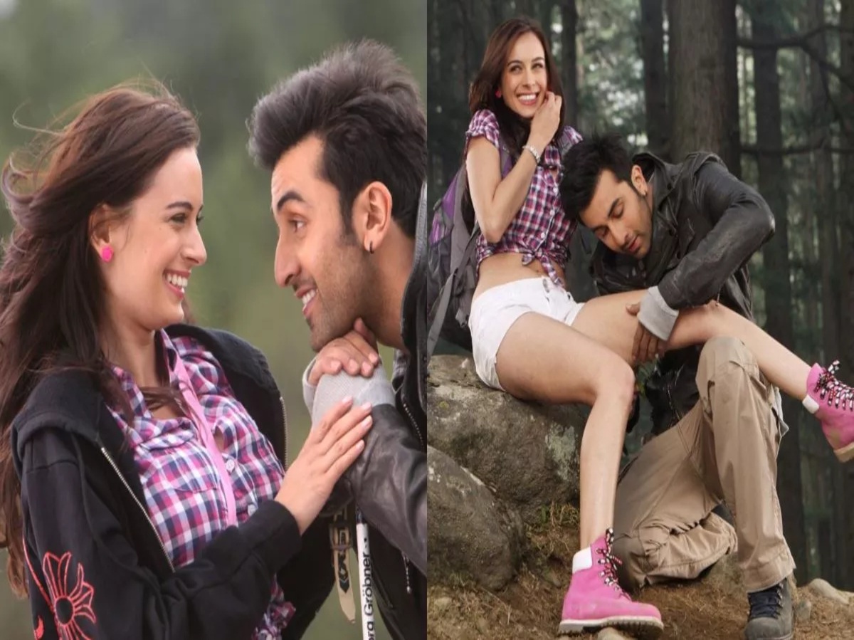 Ranbir Kapoor and Evelyn Sharma sharing a cute moment