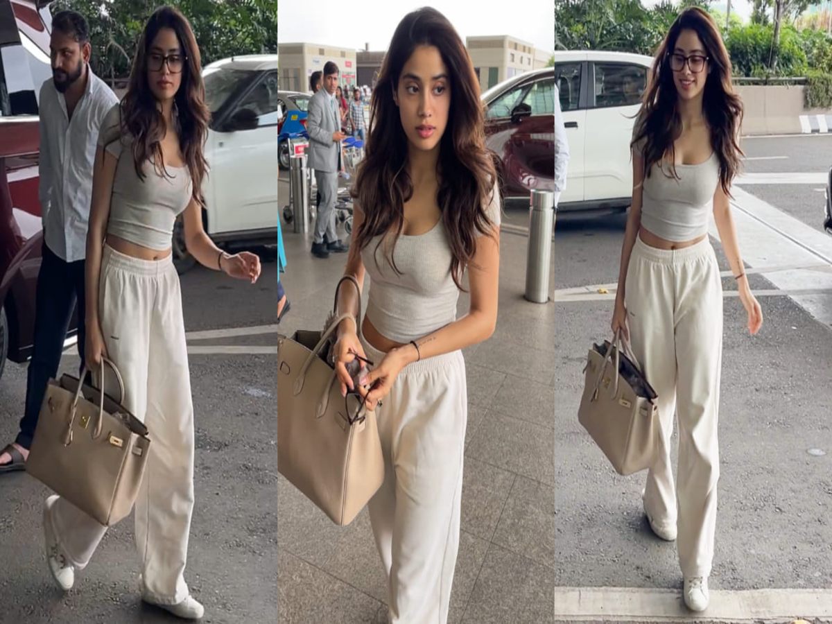 Janhvi Kapoor in a cozy airport outfit.