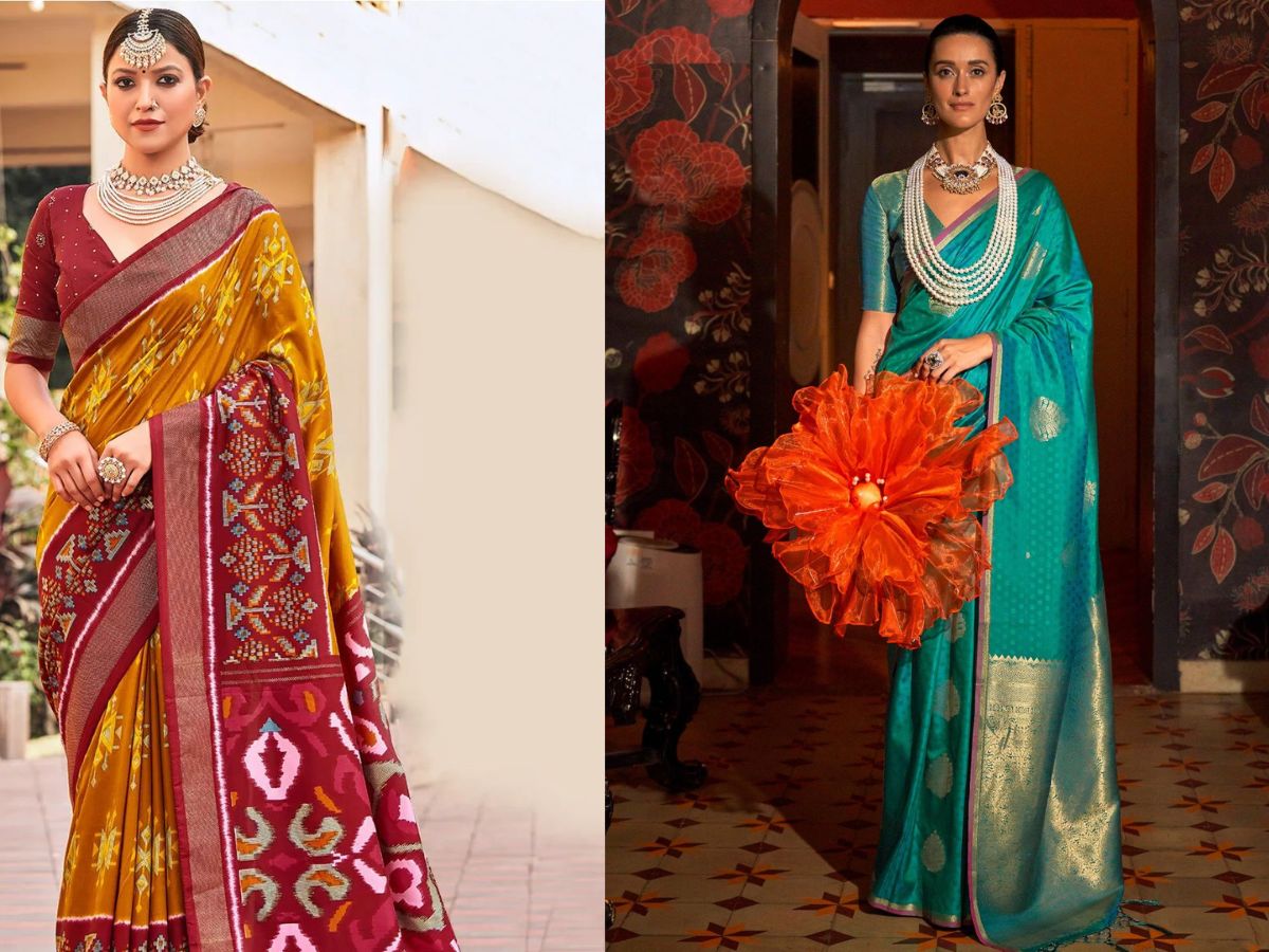 Traditional saree with bold colors