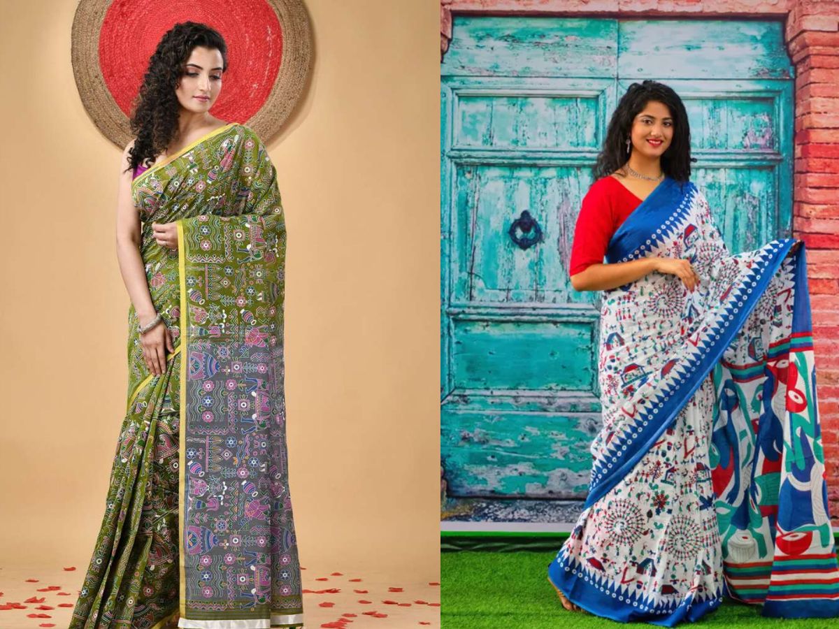 Cotton saree with tribal prints