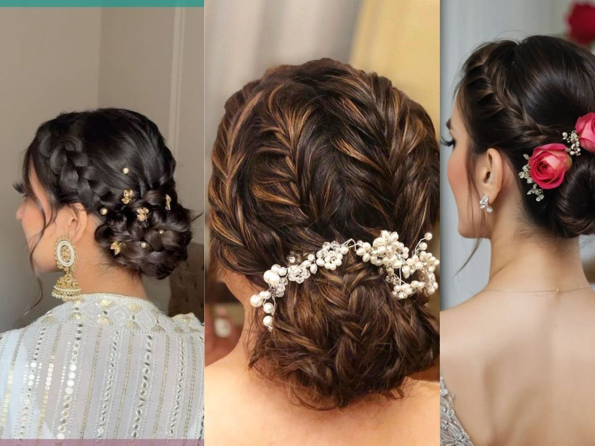 Braided bun with hair accessories