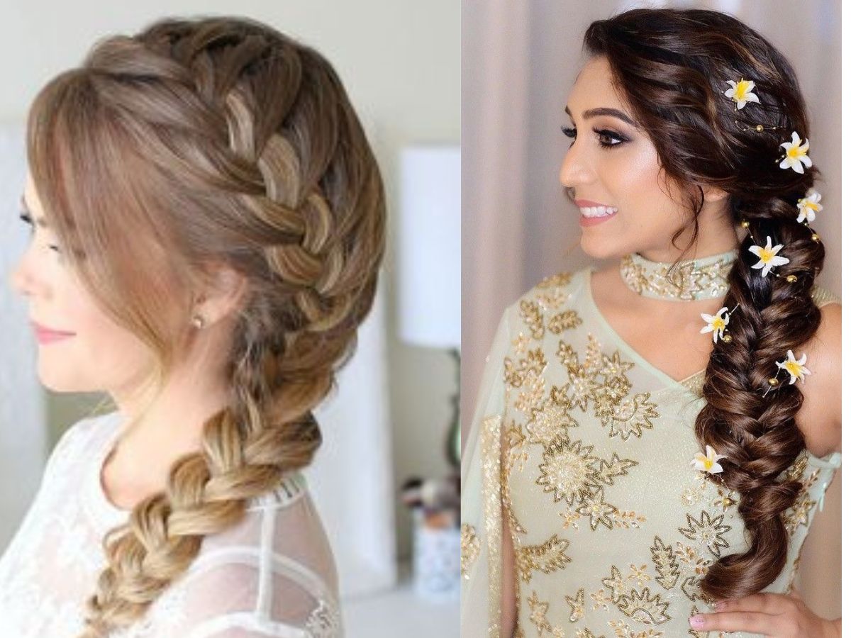 Side swept fishtail braid