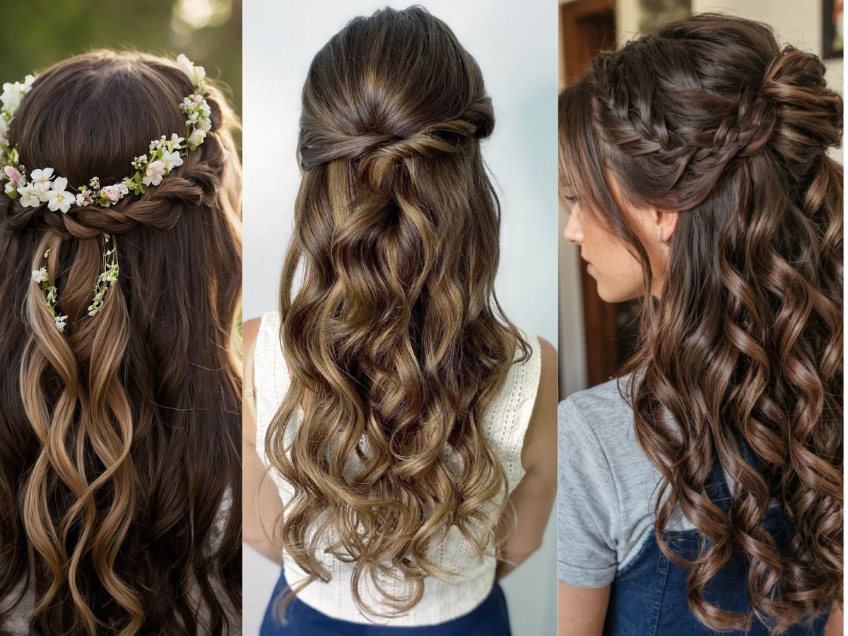 Half up half down with twists