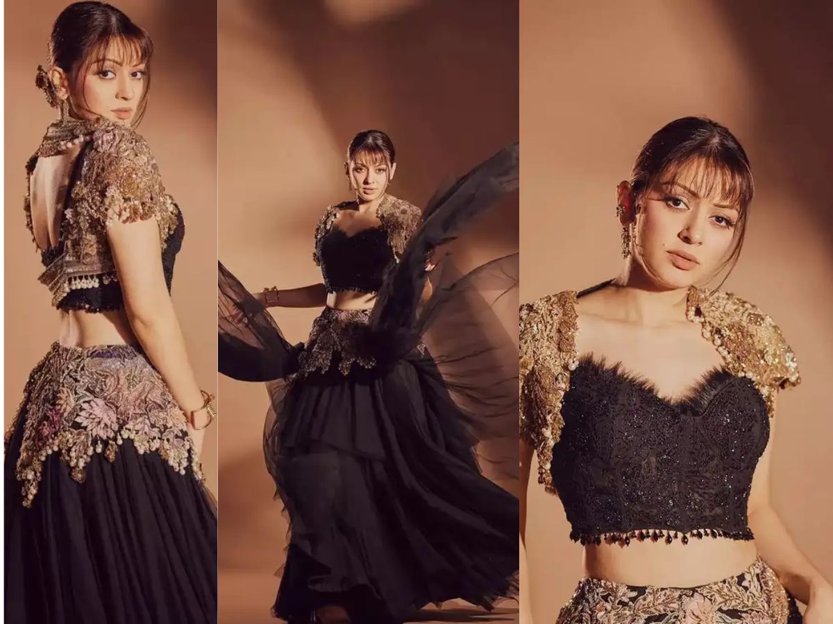 Black and Gold Sequined Lehenga