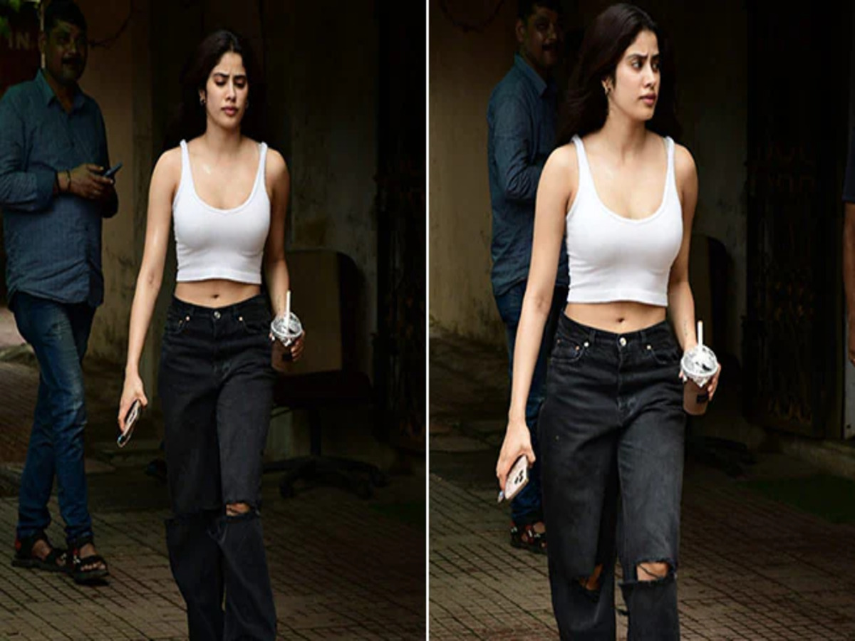 Janhvi Kapoor in a chic black outfit.