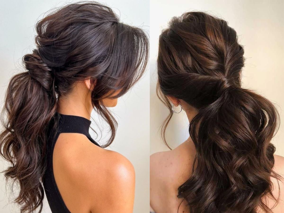 Messy low ponytail
