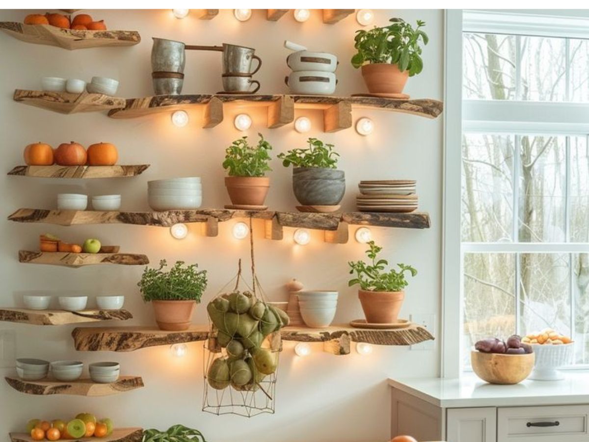 Open shelving in kitchens or living rooms