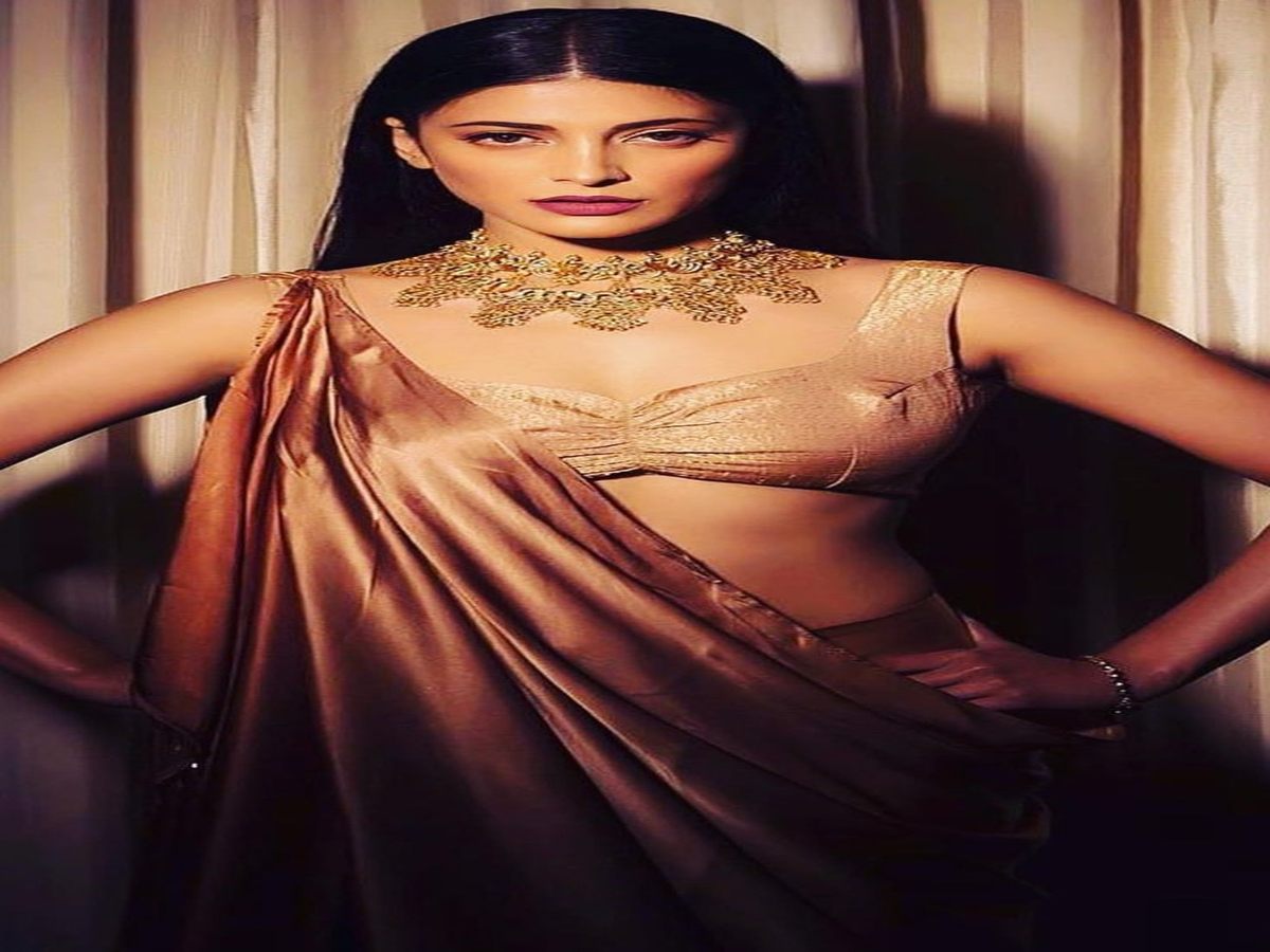 An elegant representation of modern ethnic fashion showcasing a beautifully draped saree and an embellished blouse, emphasizing sophistication and style.