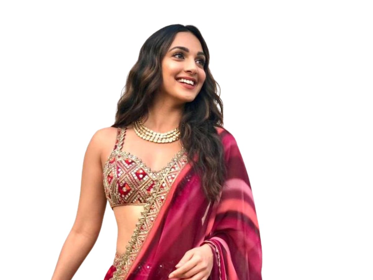 Red Embellished Deep Neckline Blouse