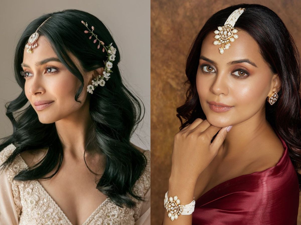 Loose waves with maang tikka