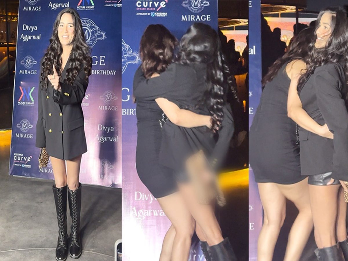 Actresses Divya Agarwal, Sri Divya, Divya Khosla Kumar, and Divya Bharti in elegant black outfits