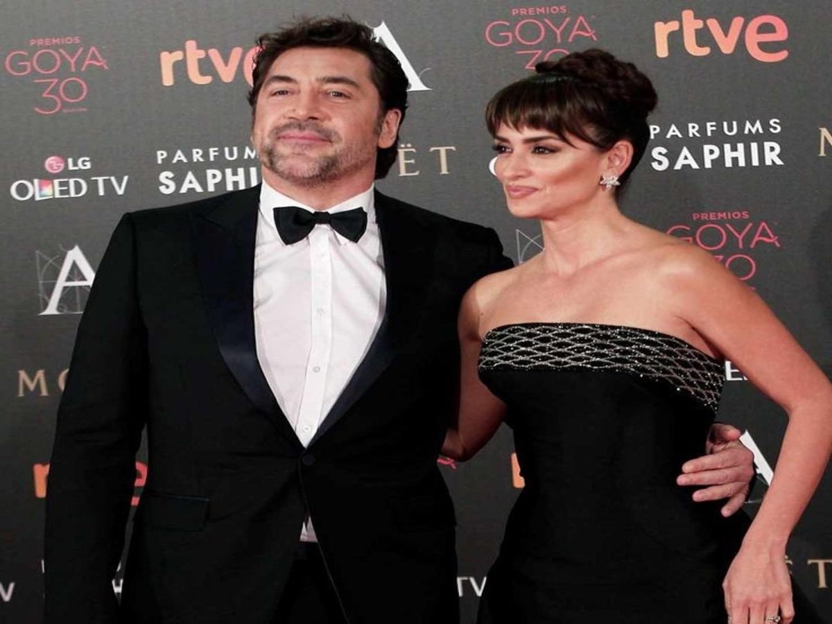 Penélope Cruz and Javier Bardem together on the set of "Vicky Cristina Barcelona," highlighting the romance that emerged during filming.