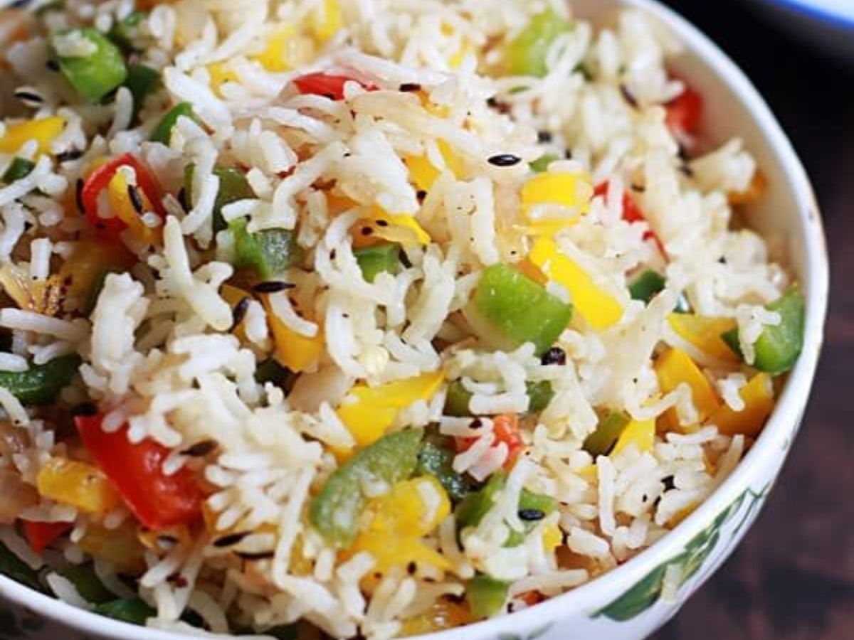 Capsicum Rice (Masala Capsicum Pulao)