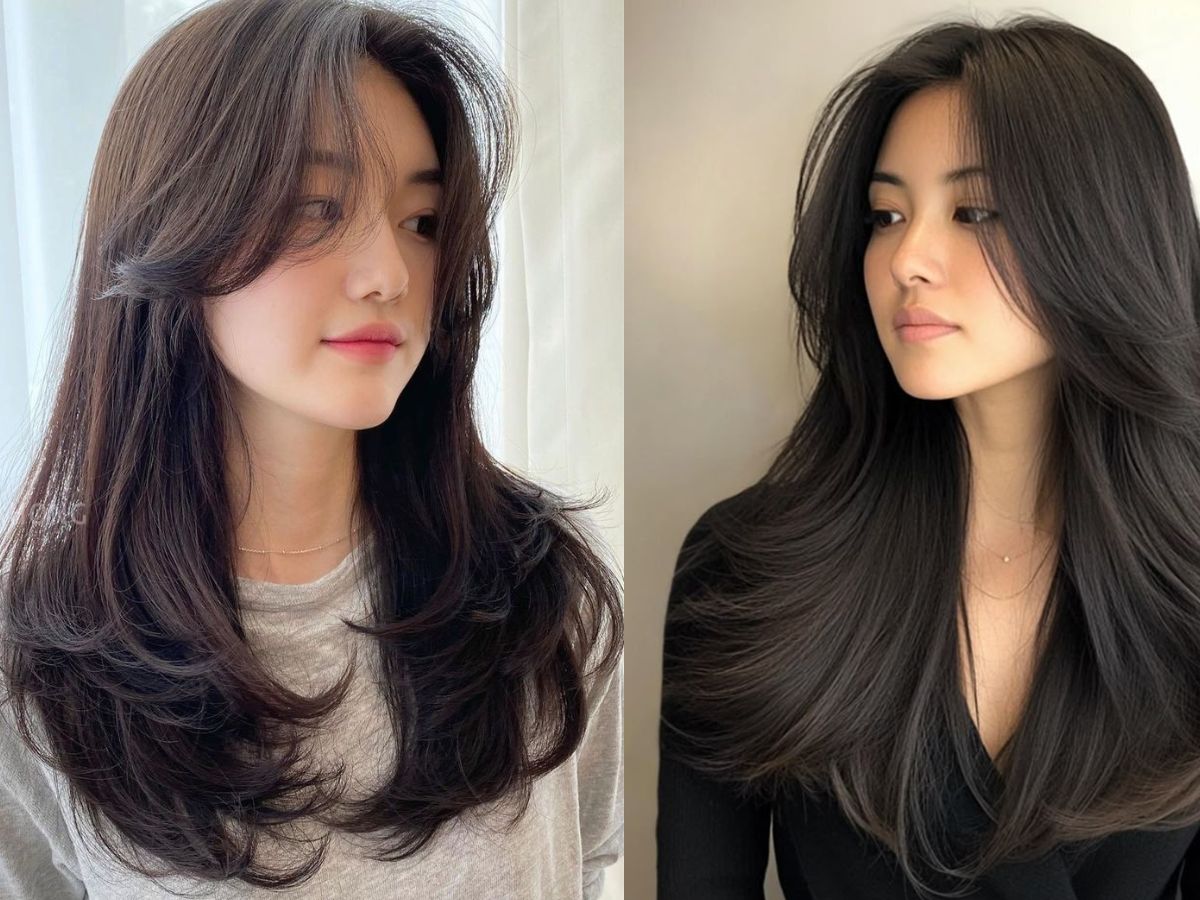 Long layered with side bangs