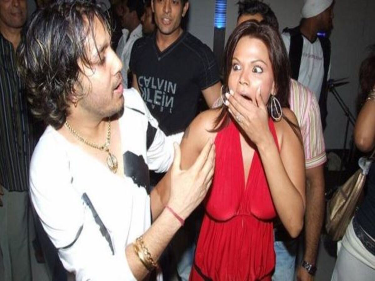 Rakhi Sawant and Mika Singh during the infamous kiss incident