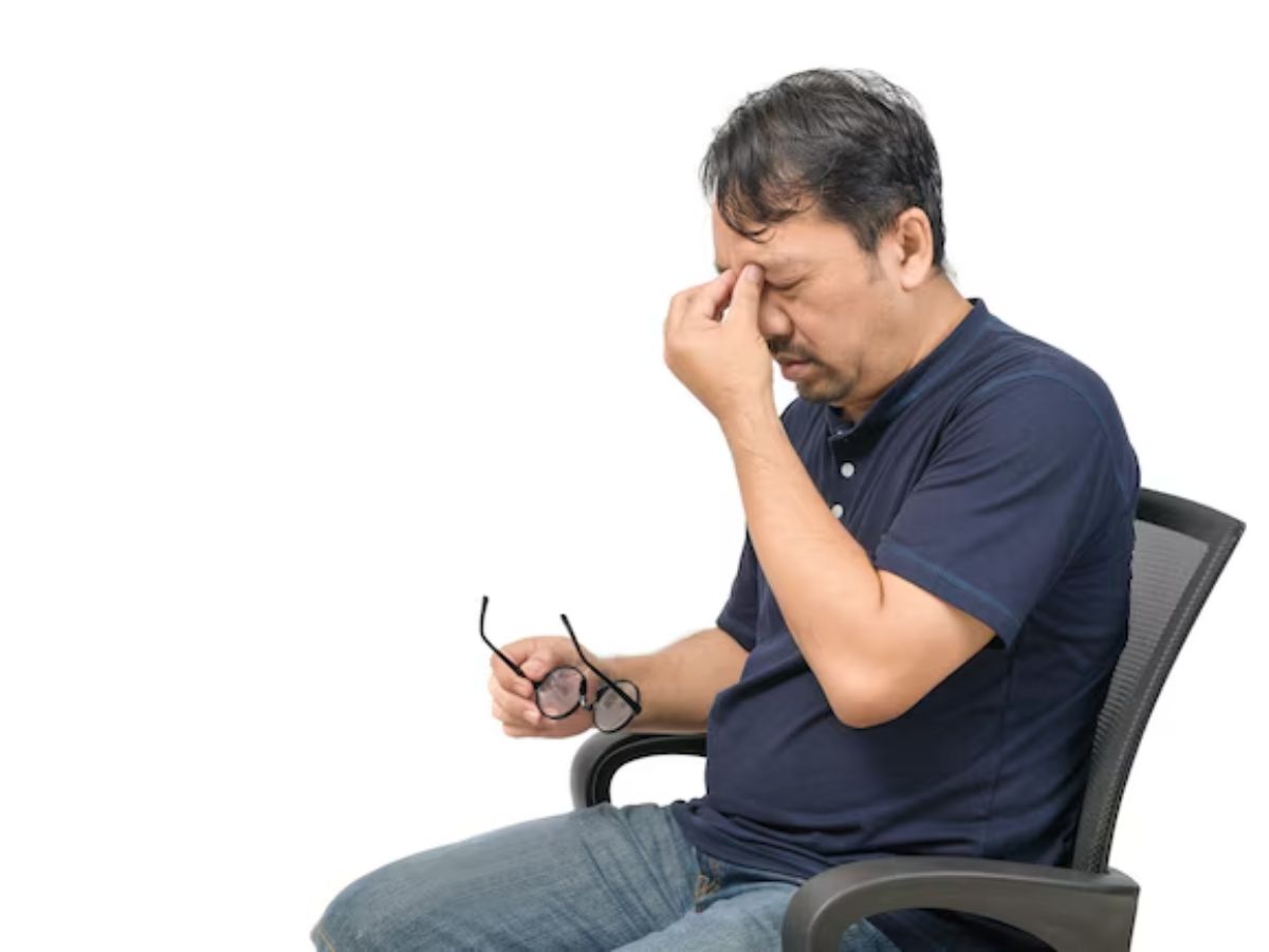 A person sitting in a chair with visible mood change