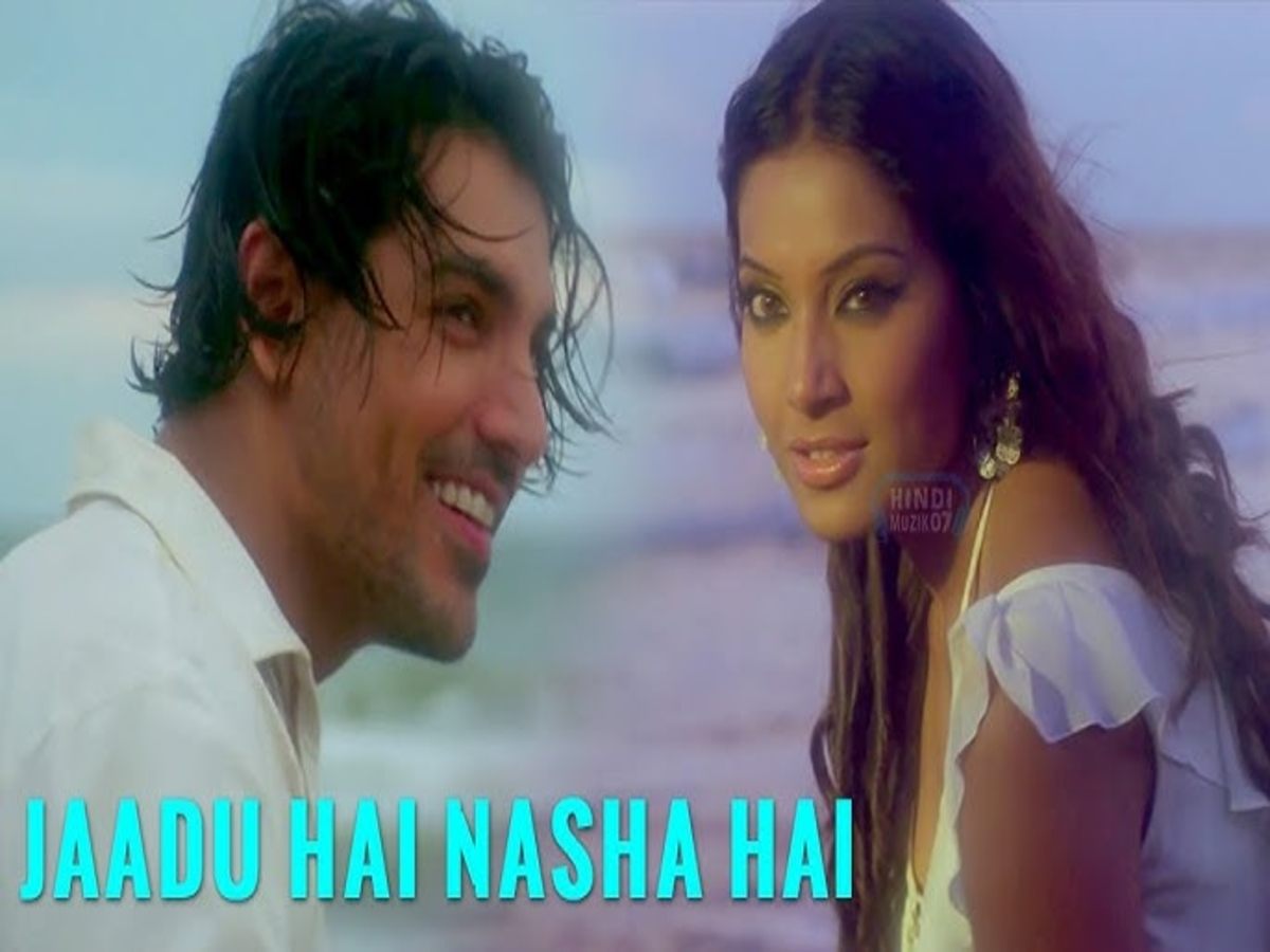 Bipasha Basu delivering an intense and passionate performance in the song "Jadoo Hai Nasha Hai" from the movie Jism.