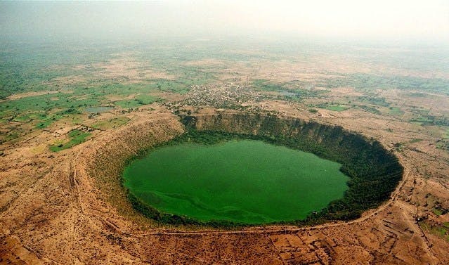 Lonar Lake in Maharashtra created by meteor impact