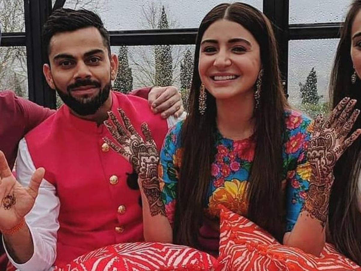 Anushka Sharma’s soft floral bridal mehndi with intricate design.