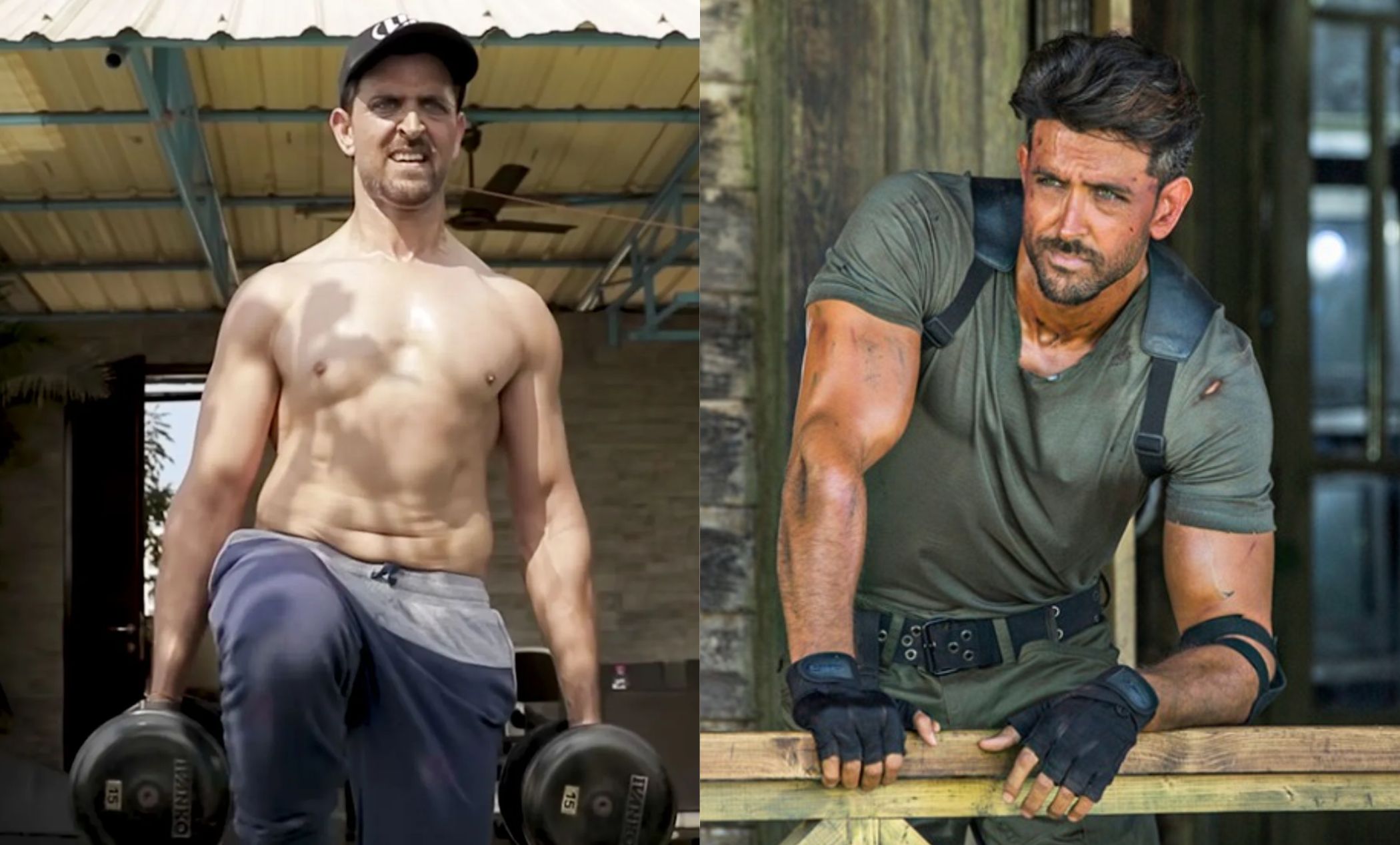 Hrithik Roshan showcasing his impressive weight loss and fitness for the film WAR 2.
