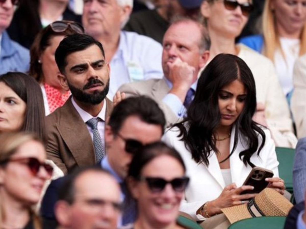 Virat Kohli and Anushka Sharma joined the star-studded crowd at Wimbledon’s Centre Court Monday to watch Novak Djokovic face Australian Alex De Minaur. Virat wore a tan blazer with a white shirt and tie, while Anushka impressed in a structured white blazer.