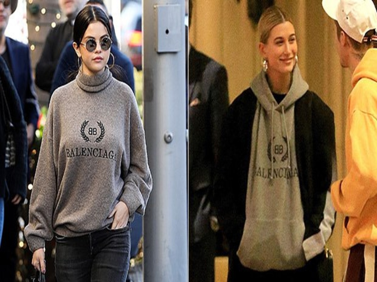 Selena Gomez and Hailey Bieber wearing matching outfits.