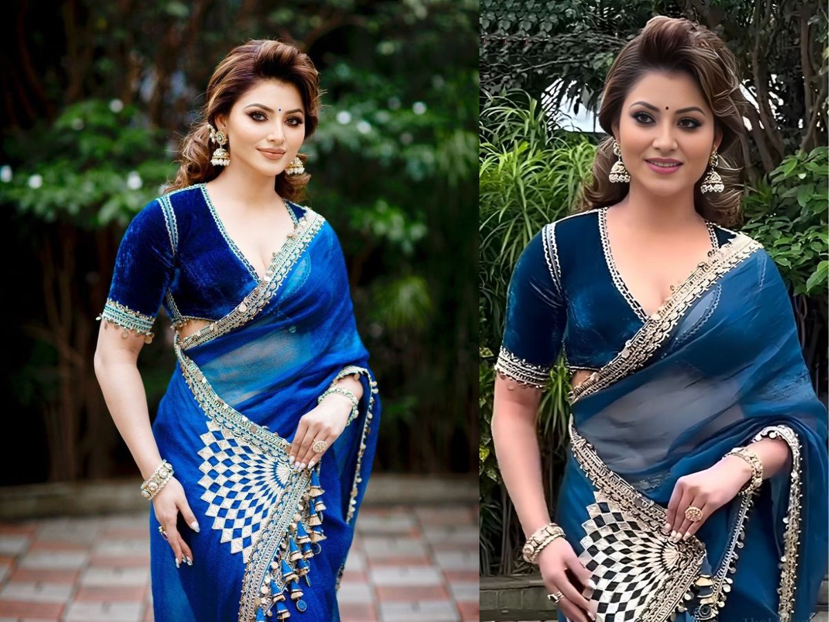 Velvet blue saree