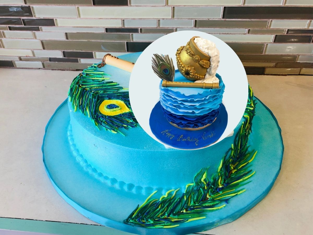 Flute and Peacock Feather Cake