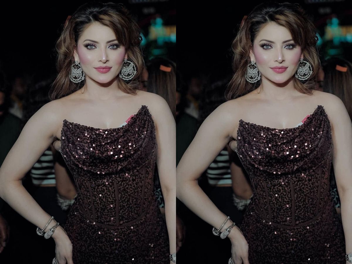 Strapless brown gown