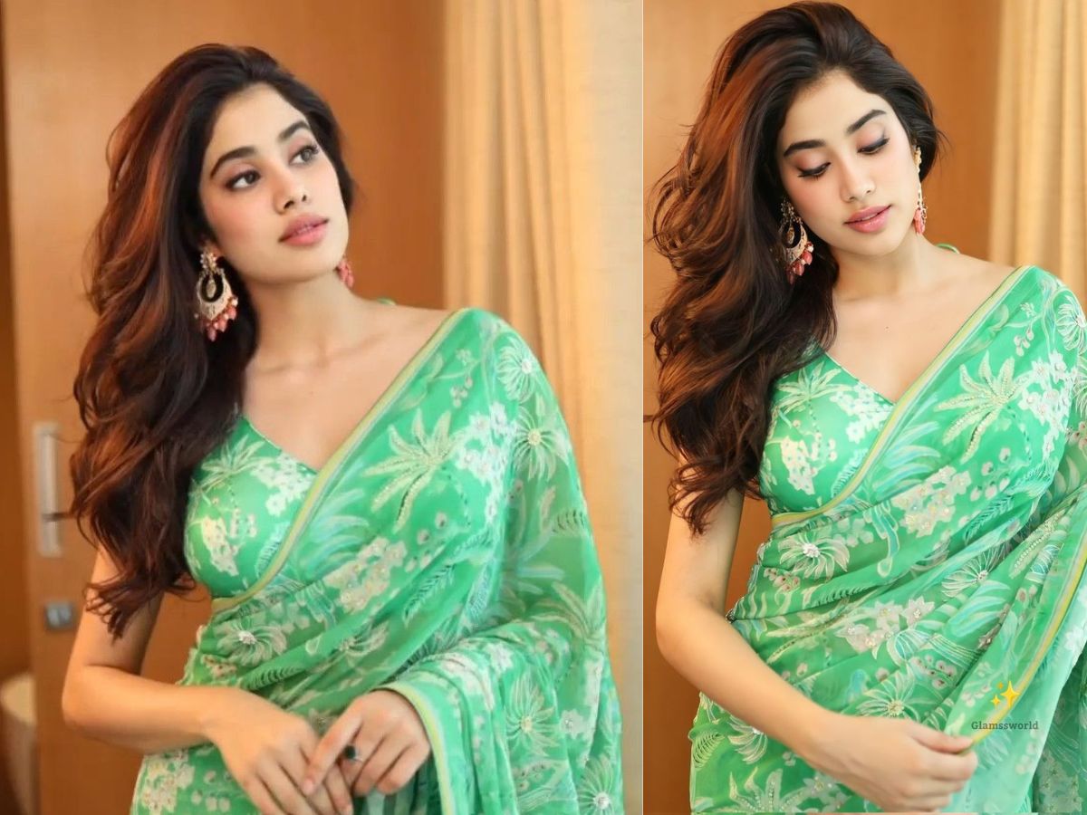 Floral green saree look
