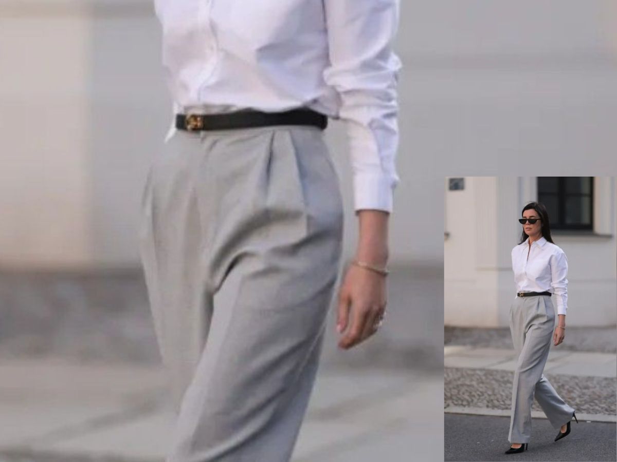 Solid Bold-Colored Shirt with Grey Pants