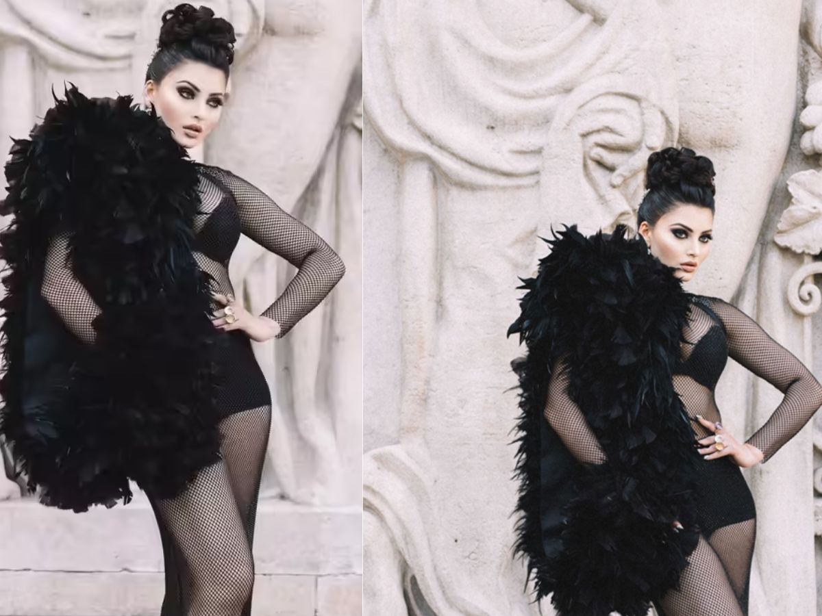 Paris Fashion Week 2023: Feathered Black Dress