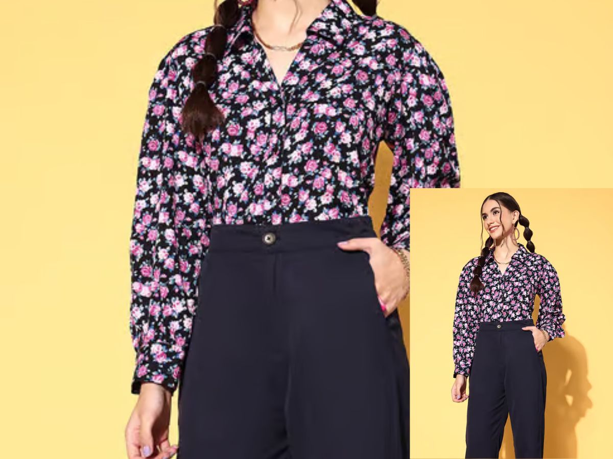 Printed Shirt with Solid Dark Pants