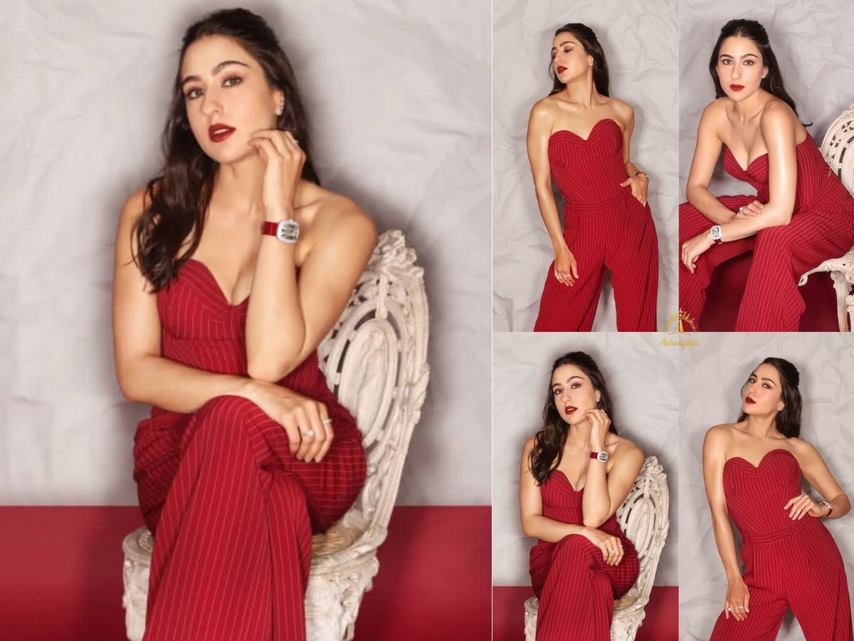 Red Sleevless Jumpsuit