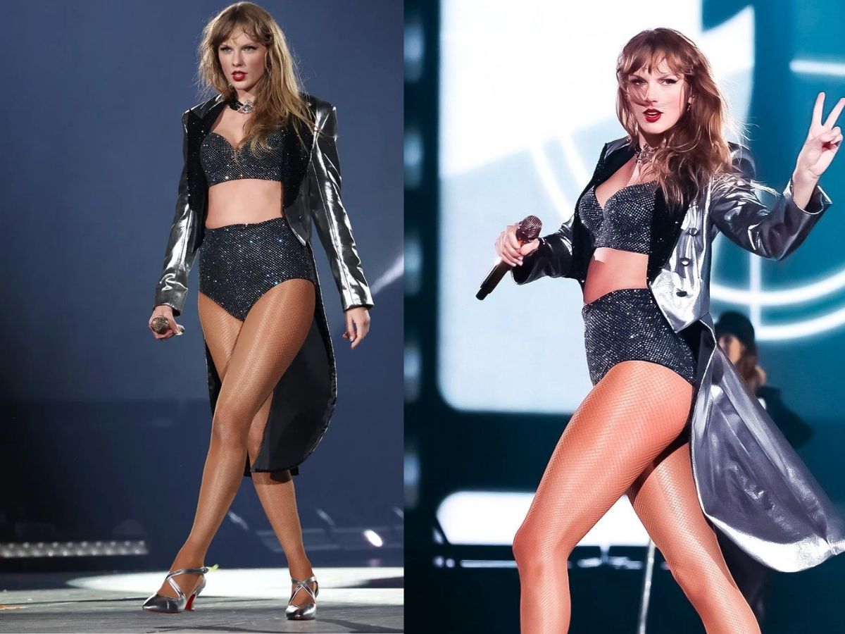 Taylor Swift in Black Studded Outfit