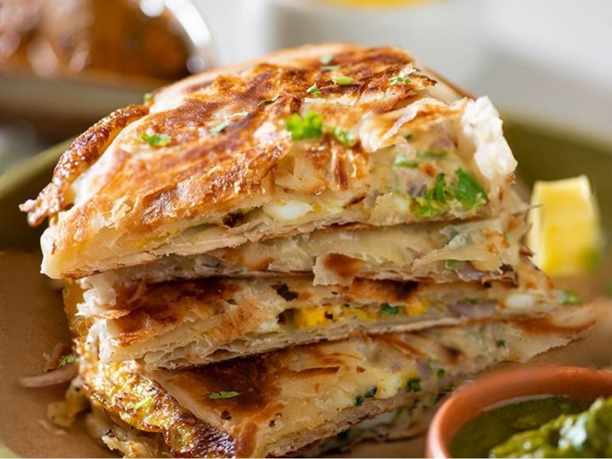 Hummus Stuffed Roti or Paratha Roll